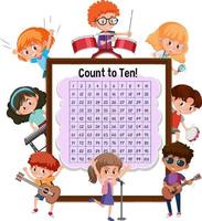 Counting number 1-100 board with many children doing different activities vector