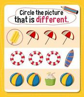 Circle the picture that is different activity for kids vector