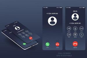 Call screen smartphone interface template, Mobile app design layout, UI for application vector illustration