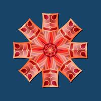 This is a polygonal pattern. This is a red geometric mandala. Asian floral pattern. vector