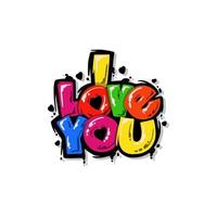 i love you text vector. typography for  i love you. good for invitation or sticker