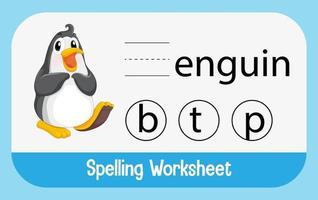 Find missing letter with penguin vector