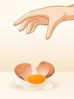 Hand dropping egg for gravity experiment vector