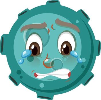 Asteroid cartoon character with crying face expression on white background vector