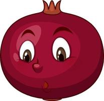 Pomegranate cartoon character with facial expression vector