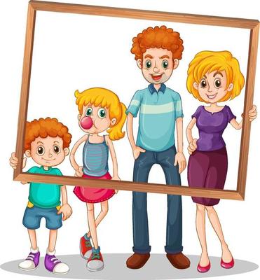 Isolated family picture with photo frame