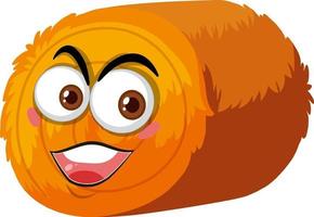 Round hay bale cartoon character with facial expression vector