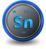 Tin chemical element. Chemical symbol with atomic number and atomic mass. vector