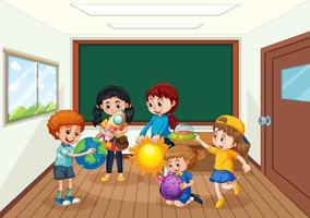 Student in sciene classroom vector