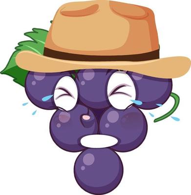 Grape cartoon character with facial expression