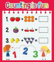 Math count number worksheet vector