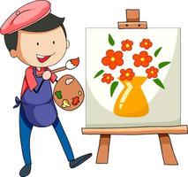 Little artist drawing the picture cartoon character isolated vector