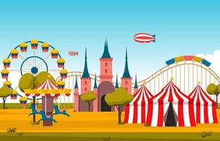 Circus and Amusement Park with Ferris Wheel Illustration vector