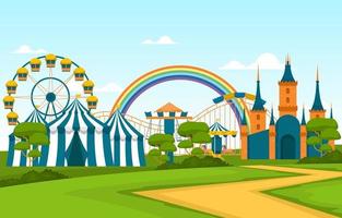 Circus and Amusement Park with Ferris Wheel Illustration vector