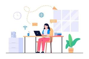 women work from home concept illustration vector