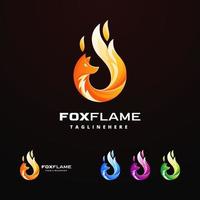 fox flame design logo template