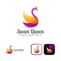 beautiful swan queen logo concept design vector