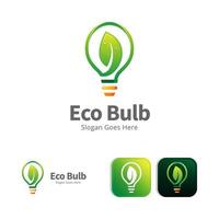 ecology green leaf bulb lamp logo design template