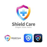 modern shield care logo concept design