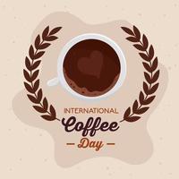 International coffee day poster with top view coffee cup vector