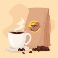 Organic coffee bag and cup vector