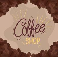 banner de cafetería con granos de café vector