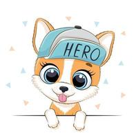 Animal illustration with cute boy dog in cap. vector
