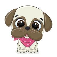 Animal illustration with cute little dog. vector