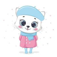 Illustration of a kitten in a coat and scarf vector