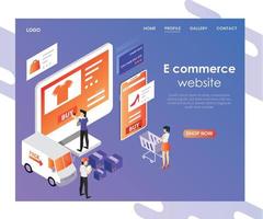 diseño isométrico del sitio web de comercio electrónico vector