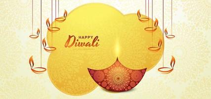 illustration of burning diya on happy Diwali Holiday vector