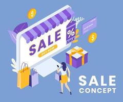 Online sale concept isometric design vector