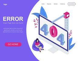 Error 404 concept isometric landing page vector