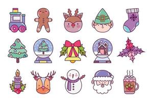 Merry Christmas icon set vector