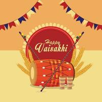 feliz vaisakhi en diseño plano vector