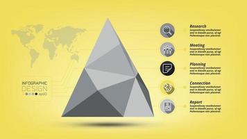 Polygonal pyramid for analysis. Presents data and reports business growth. vector