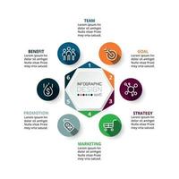 Hexagonal 6-step diagrams to explain presentations and planning ideas. vector