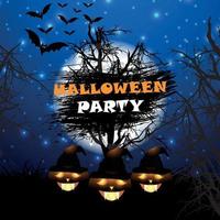 Halloween Party Poster Design with Pumpkins vector