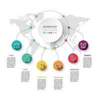 proceso de trabajo circular para mostrar resultados e informes comerciales o educativos para el diseño infográfico. vector