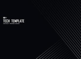 Abstract white line tech stripe on black background design template. illustration vector