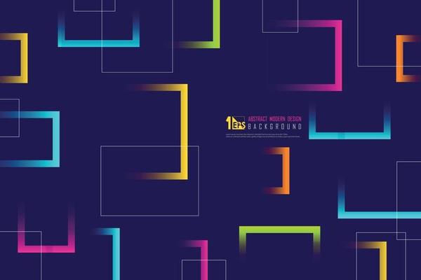 Abstract colorful line of square design tech background. illustration vector