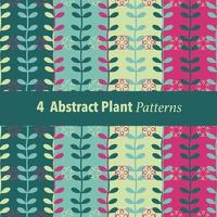 Conjunto de 4 patrones de plantas abstractas vector