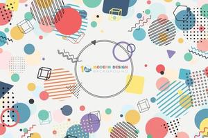 Abstract of modern memphis colorful minimal circle pattern design with copy space of text in center. illustration vector