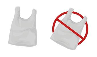 Plastic bag set. Stop using disposable polythene package. vector
