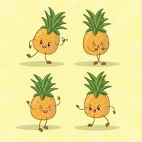 pineapple cute expression set collection. pineapple mascot character vector