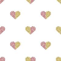 seamless valentine day pattern background with two tone colour glitter heart stamp vector
