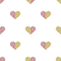 seamless valentine day pattern background with two tone colour glitter heart stamp vector