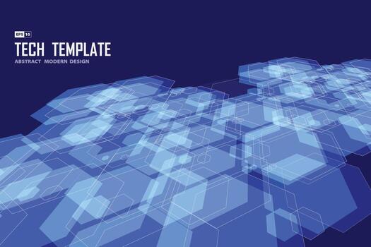 Abstract blue hexagonal pattern design of technology template. illustration vector