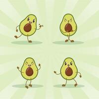 avocado cute expression set collection. avocado mascot character vector