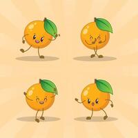 orange cute expression set collection. orange mascot character vector